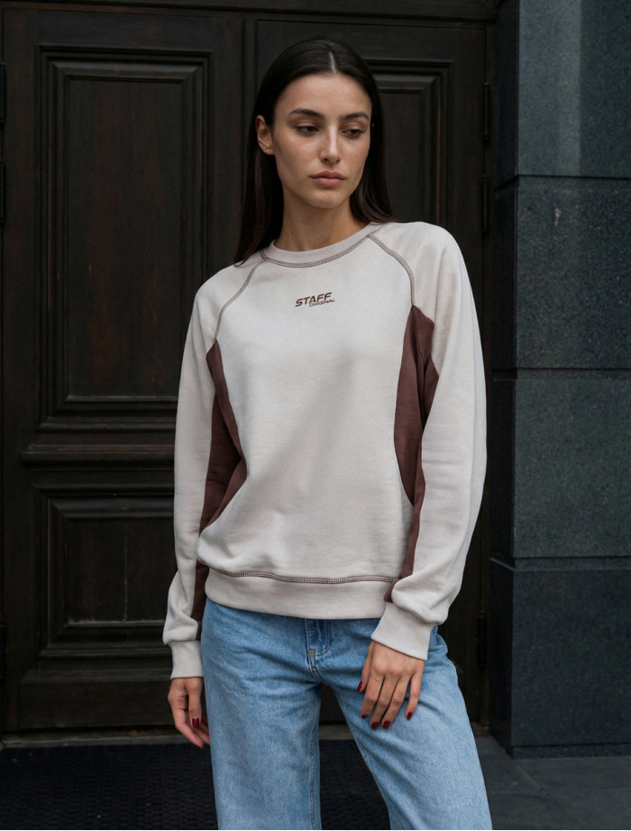 Bluza Staff ya logo light beige & brown