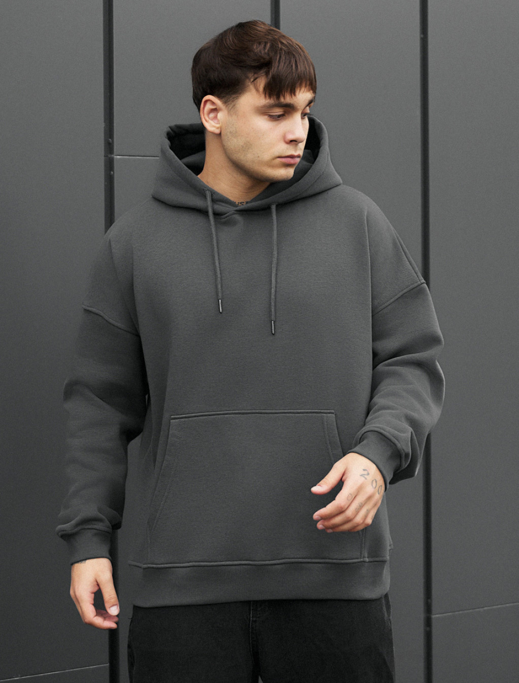 Bluza Staff dark gray oversize fleece