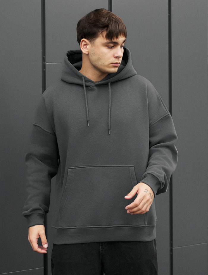 Bluza Staff dark gray oversize fleece