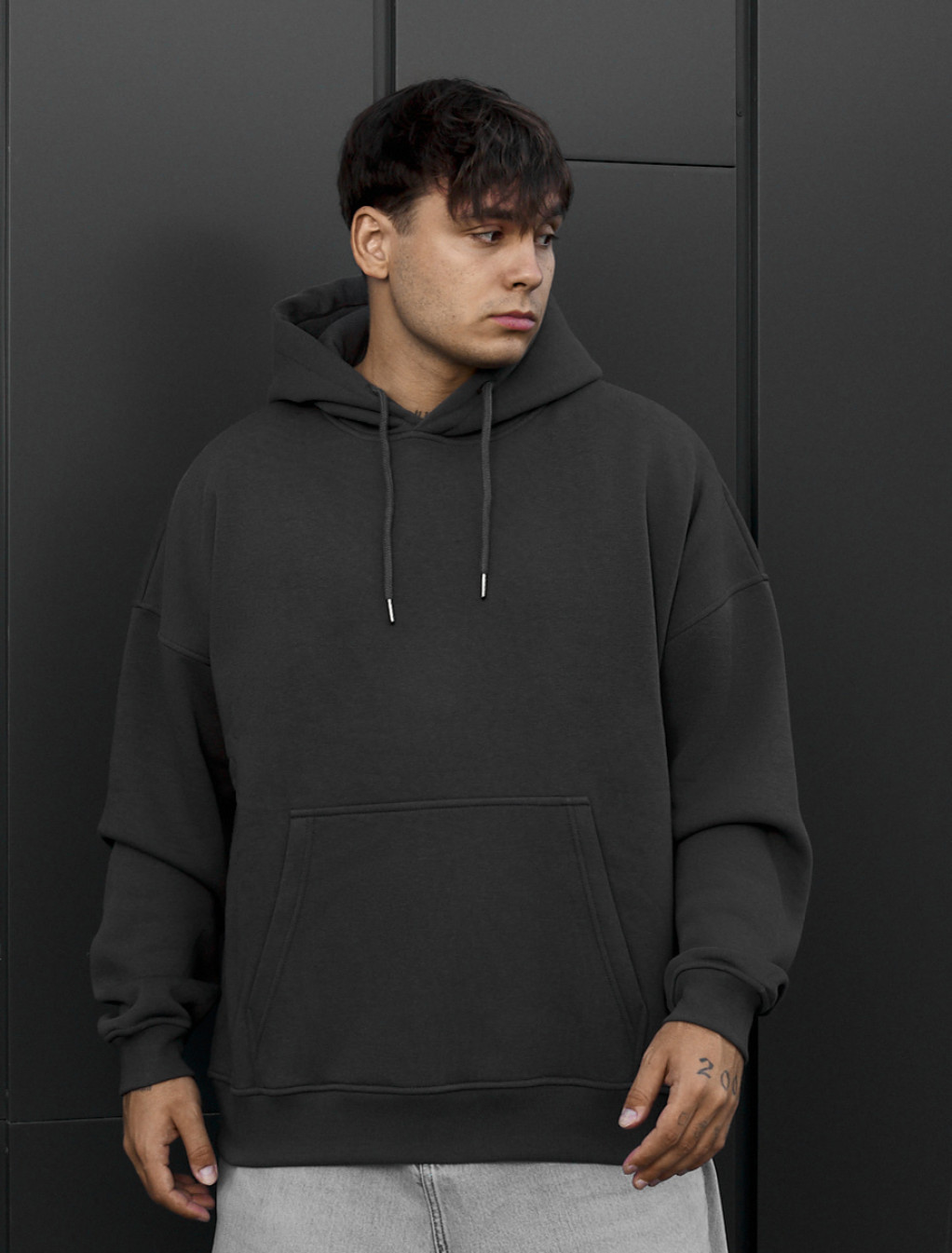 Bluza Staff dark gray oversize fleece