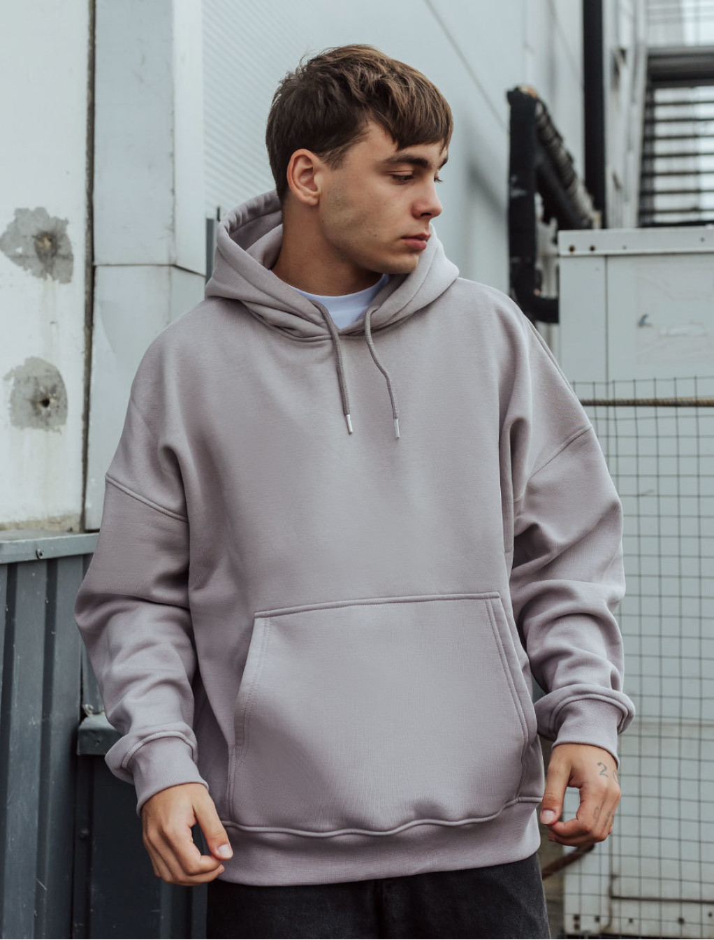 Bluza Staff gray basic oversize fleece