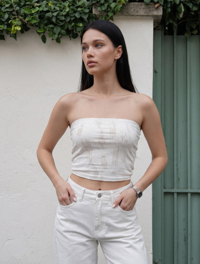 Top damski z ozdobnymi kamieniami Staff sp white