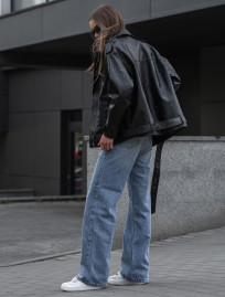 Damska kurtka skórzana Staff ta black oversize