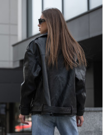 Damska kurtka skórzana Staff ta black oversize