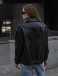 Damska kurtka skórzana Staff ta black oversize
