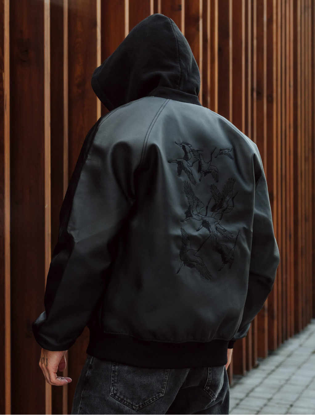 Bomberka Staff leather black crane
