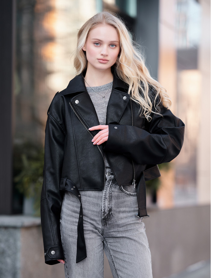 Skórzana damska kurtka Staff do black