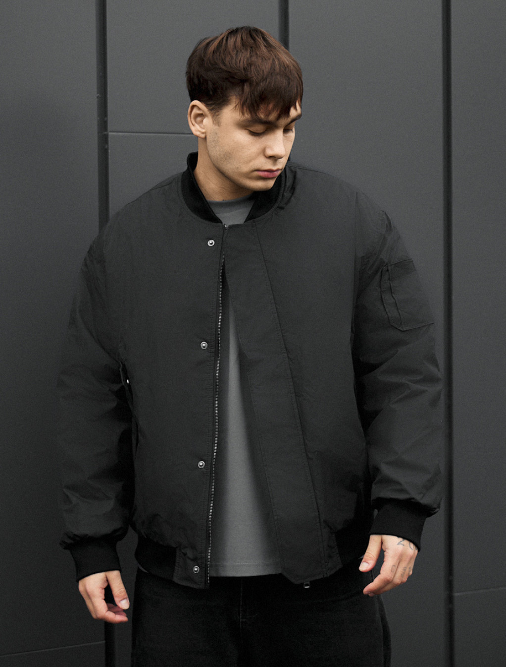 Bomber Staff raw dark gray2 oversize