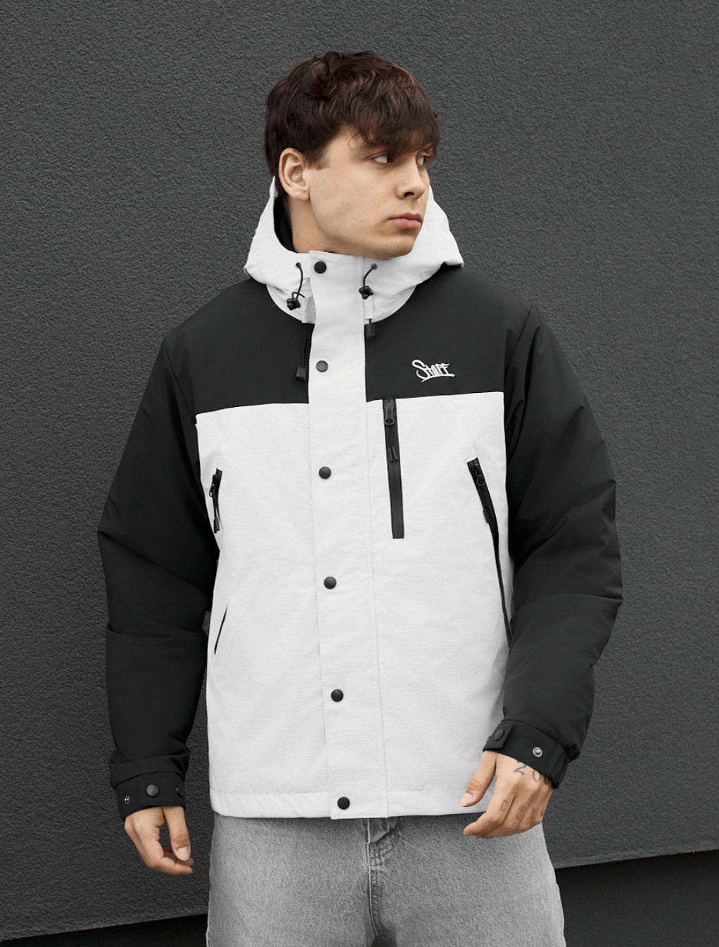 Kurtka  Staff logo light gray melange & black