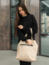 Torba Shopper Staff leather beige