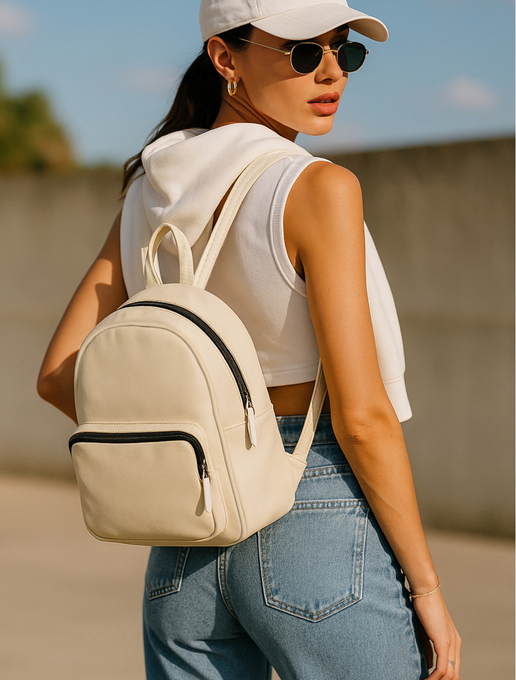 Plecak damski Staff vol leather light beige