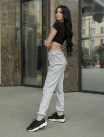 Damskie spodnie dresowe Staff gray melange basic fleece