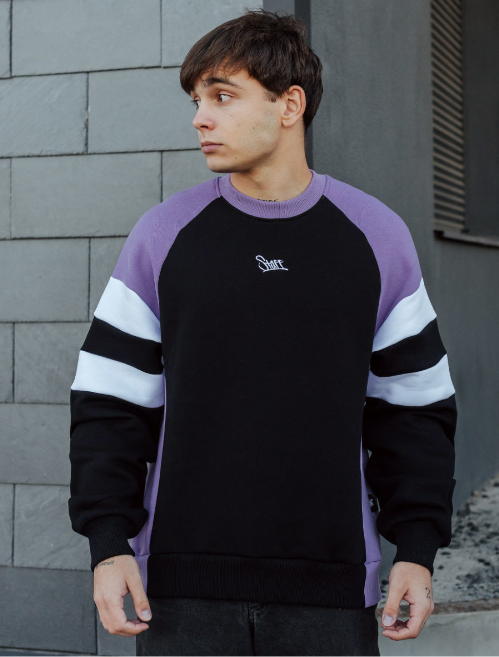 Bluza Staff black & violet logo fleece oversize