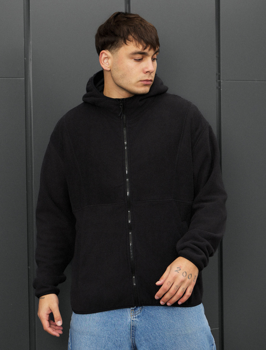 Bluza Staff black zip fleece oversize