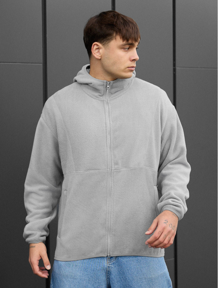 Bluza Staff light gray zip fleece oversize