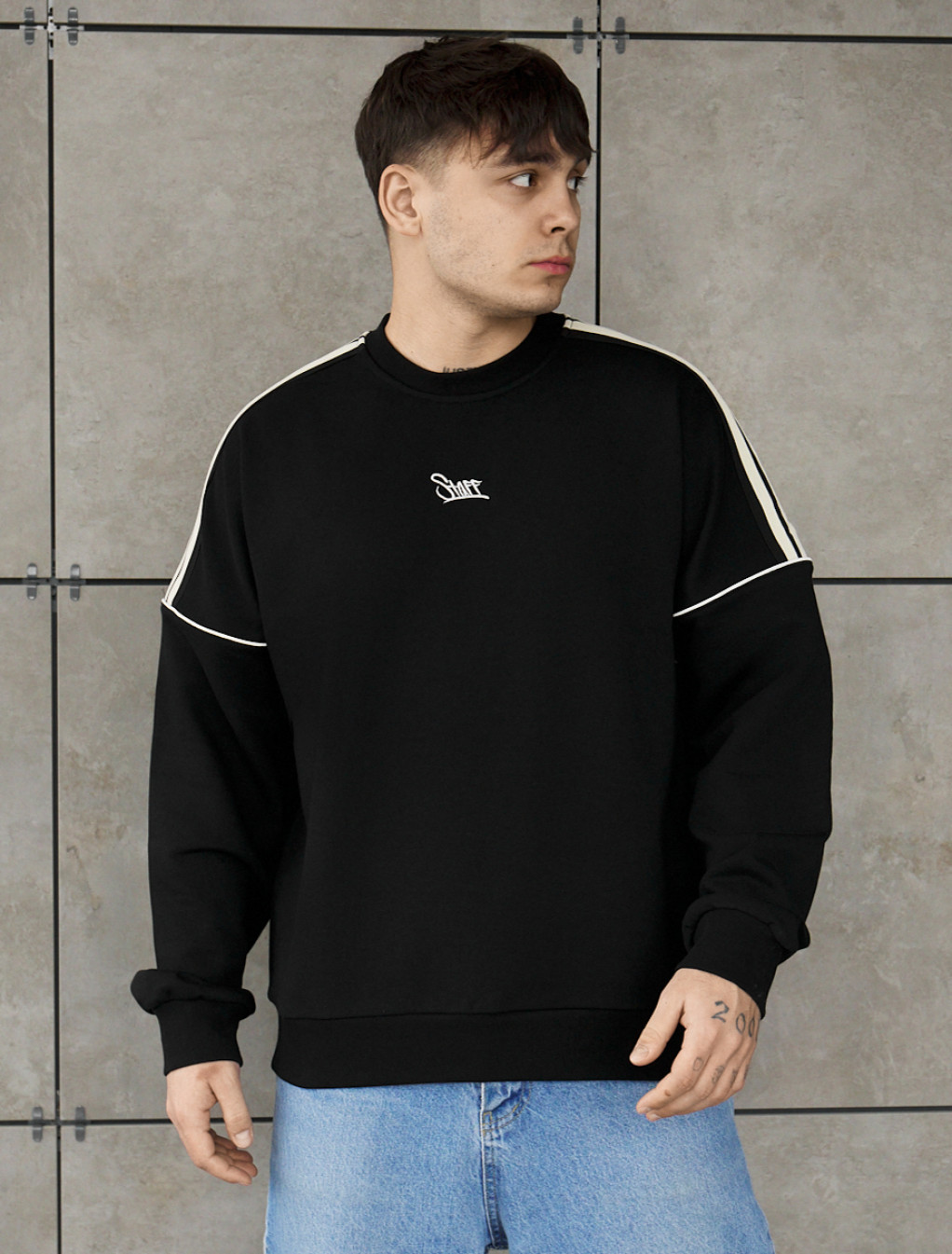 Bluza Staff line black reflective oversize