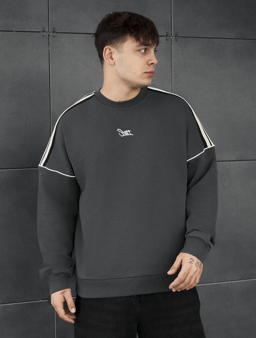 Bluza Staff line dark gray reflective oversize