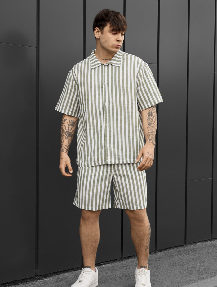 Komplet koszula + spodenki Staff may white & olive