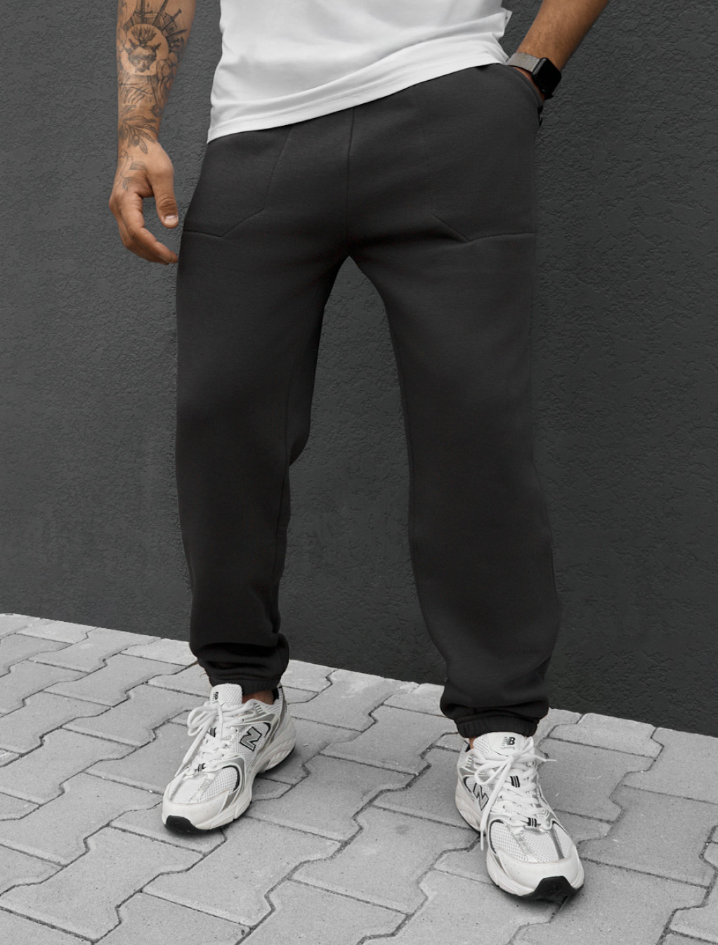 Spodnie dresowe Staff al dark gray fleece
