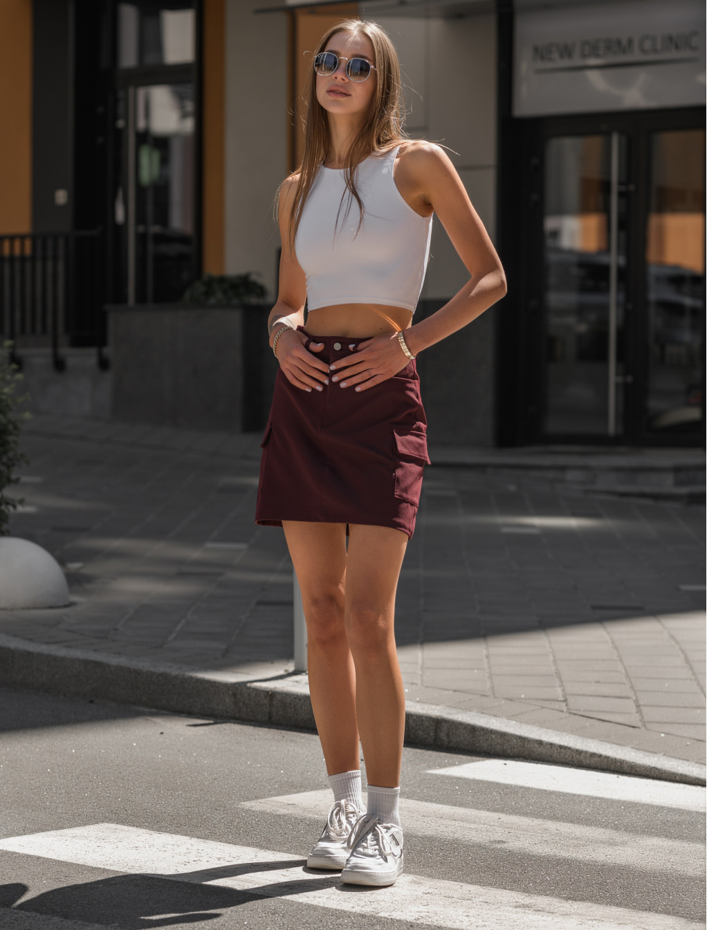 Spódnica Staff mini bordo