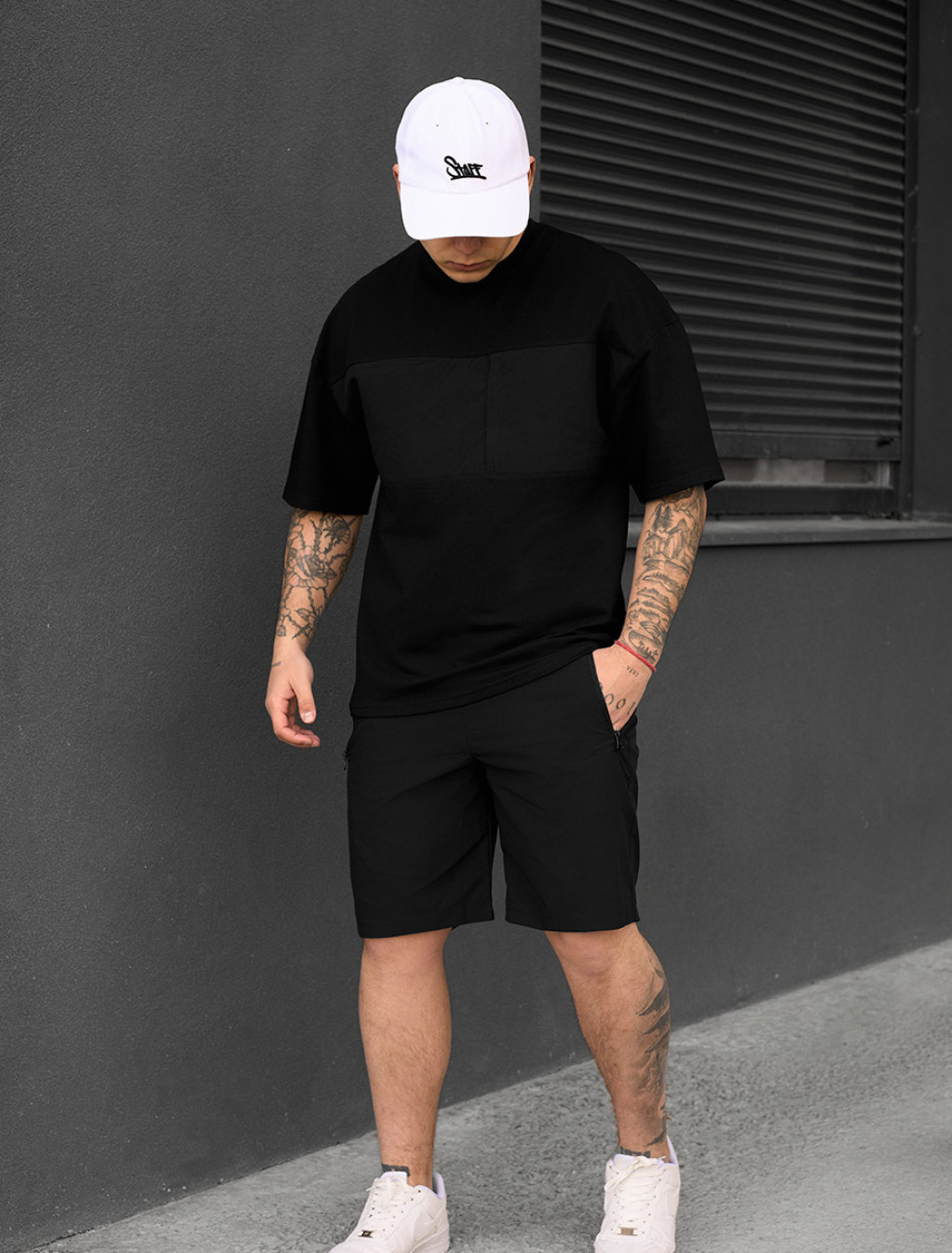 Komplet koszulka + spodenki Staff patt black oversize