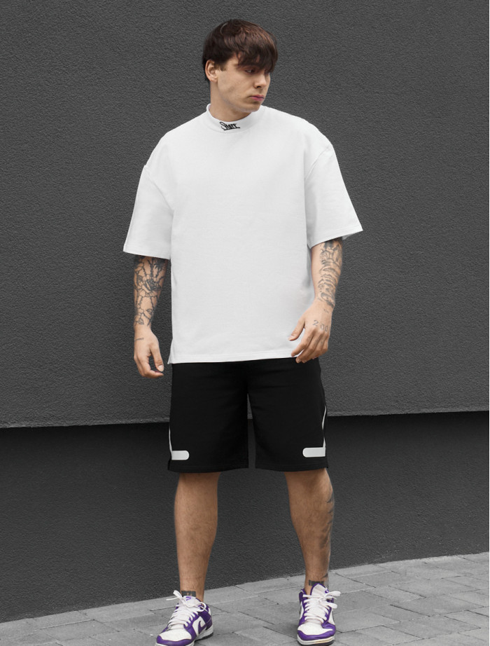 Komplet koszulka + spodenki Staff di black & white reflective oversize