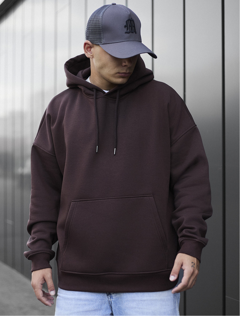 Bluza z kapturem Staff brown oversize fleece