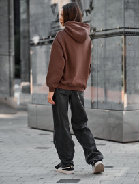 Bluza z kapturem Staff mi brown oversize fleece