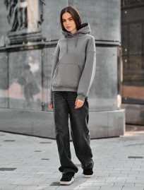 Damska bluza z kapturem Staff mi gray oversize fleece