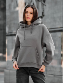 Damska bluza z kapturem Staff mi gray oversize fleece