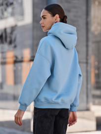 Damska bluza z kapturem Staff mi light blue oversize fleece