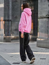 Damska bluza z kapturem Staff mi pink oversize fleece