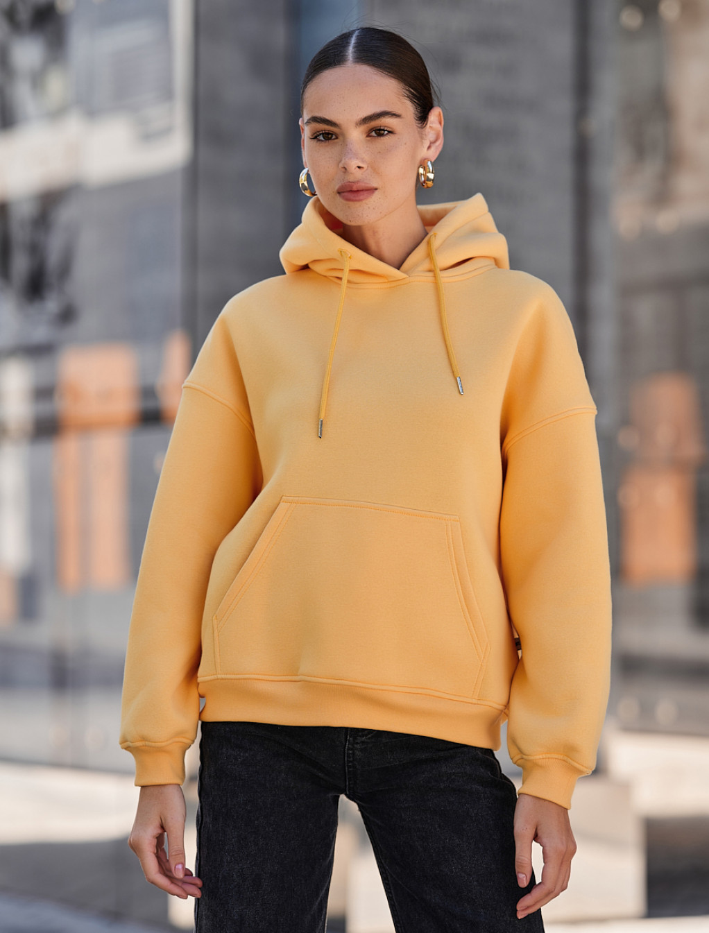 Damska bluza z kapturem Staff mi orange oversize fleece