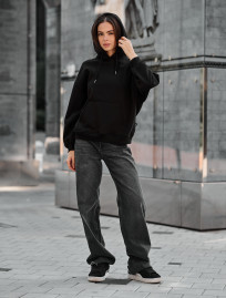 Damska bluza z kapturem Staff mi black oversize fleece