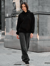 Damska bluza z kapturem Staff mi black oversize fleece