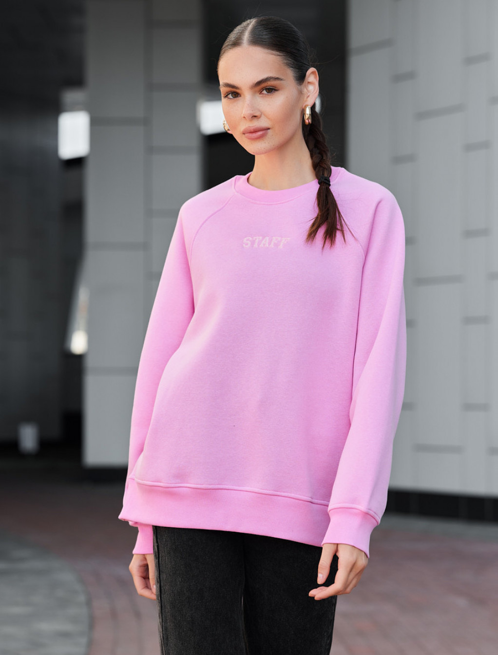 Bluza dasmka Staff pink logo oversize fleece