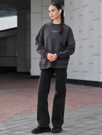 Bluza damska Staff dark gray logo oversize fleece