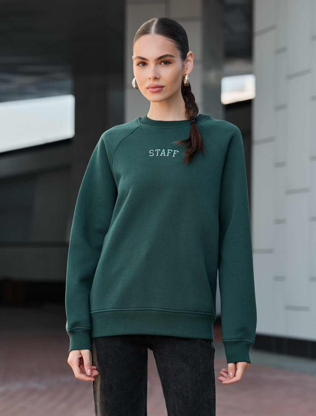 Bluza damska Staff green logo oversize fleece