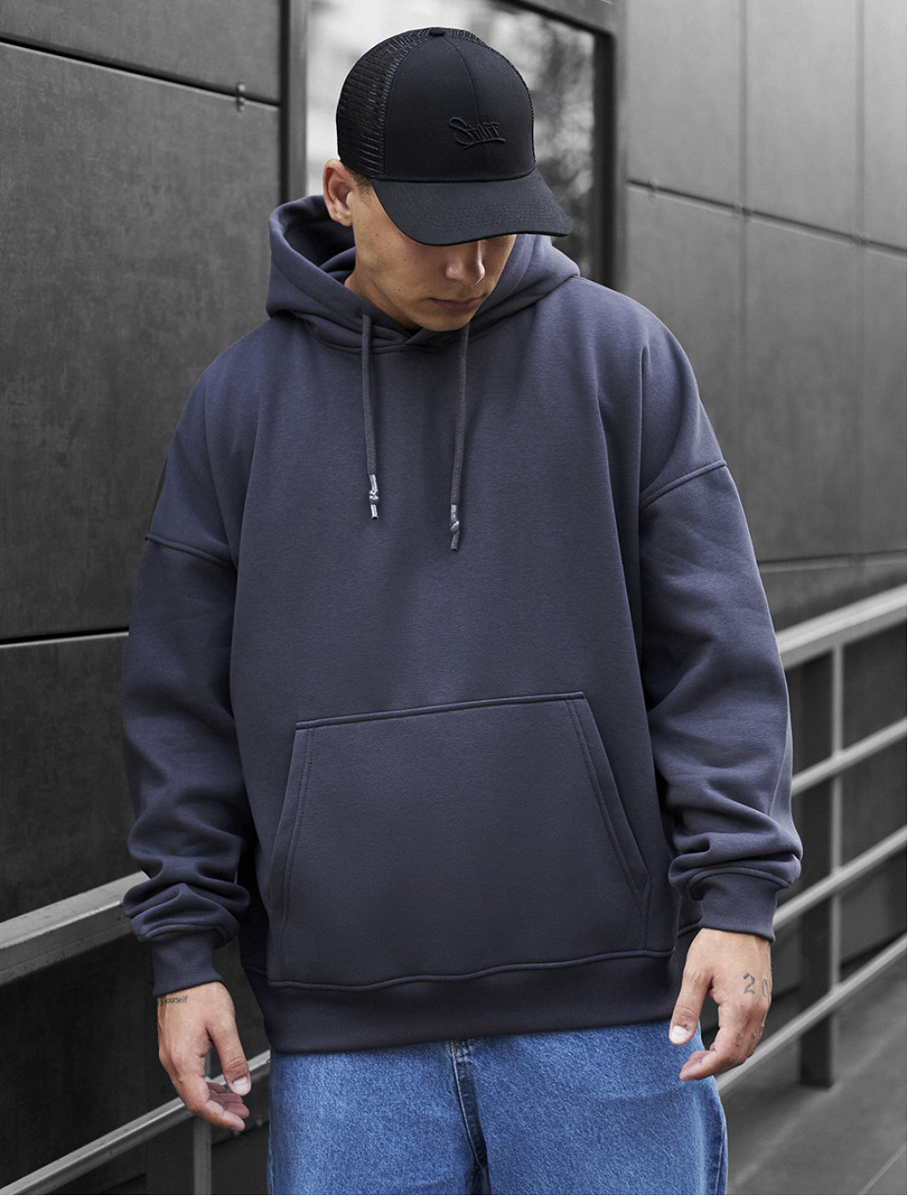 Bluza z kapturem Staff dark gray oversize fleece