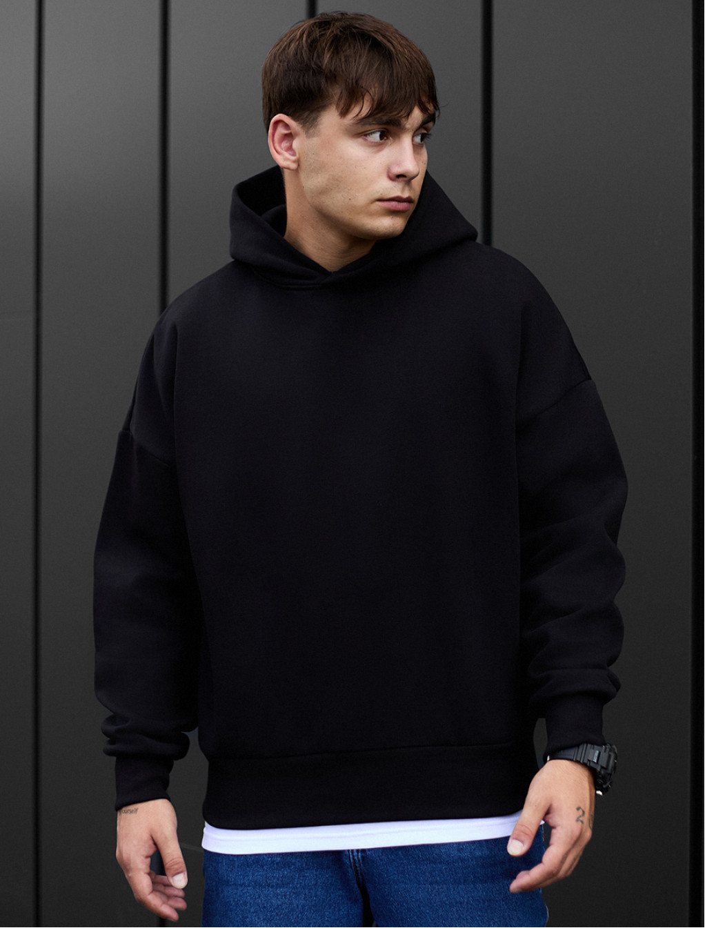 Bluza z kapturem Staff black oversize fleece