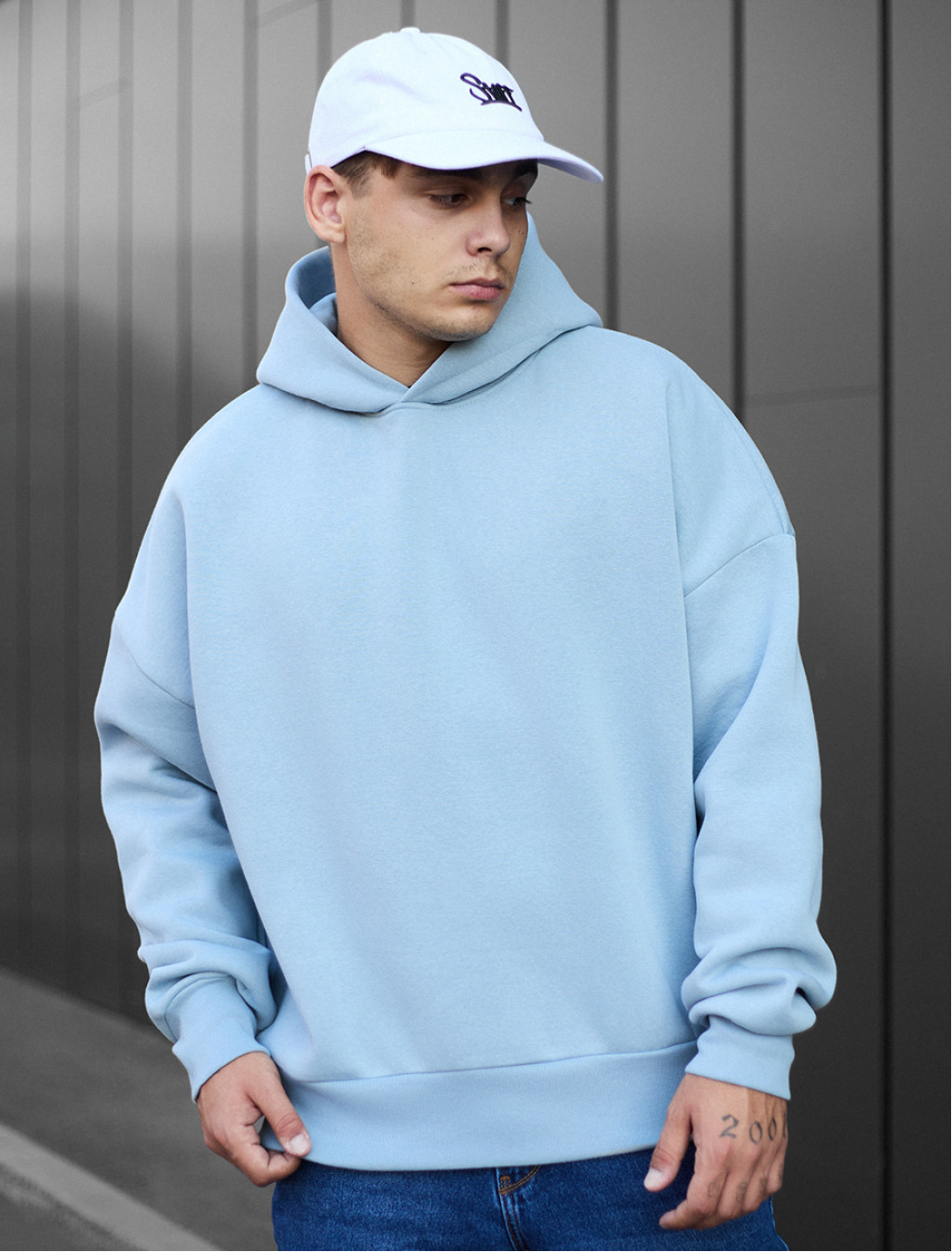 Bluza z kapturem Staff light blue oversize fleece