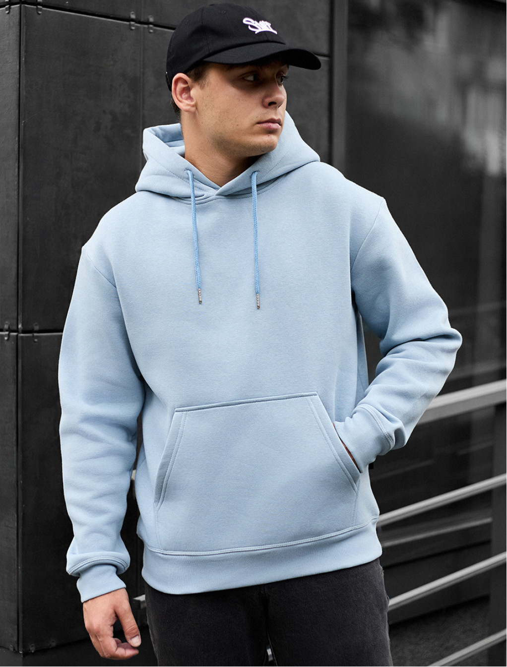 Bluza z kapturem Staff light blue fleece