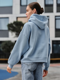 Damska bluza z kapturem Staff ti light blue oversize fleece