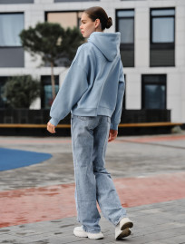 Damska bluza z kapturem Staff ti light blue oversize fleece