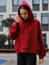 Damska bluza z kapturem Staff ti bordo oversize fleece