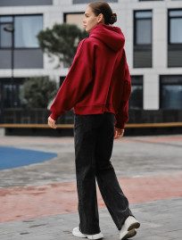 Damska bluza z kapturem Staff ti bordo oversize fleece