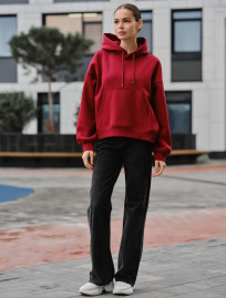 Damska bluza z kapturem Staff ti bordo oversize fleece