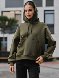 Damska bluza z kapturem Staff ti khaki oversize fleece