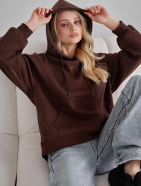 Damska bluza z kapturem Staff mi brown oversize fleece
