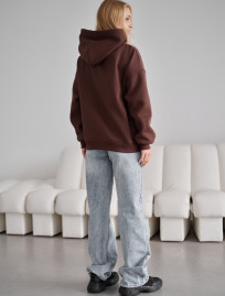Damska bluza z kapturem Staff mi brown oversize fleece